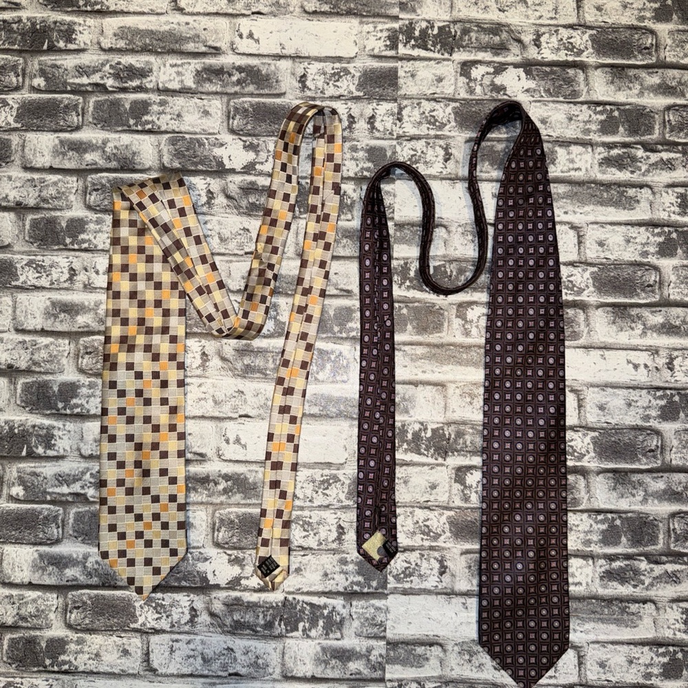Lot of 2 Roberto Villini Couture Multi Colored Men's Neck Ties 100% Silk